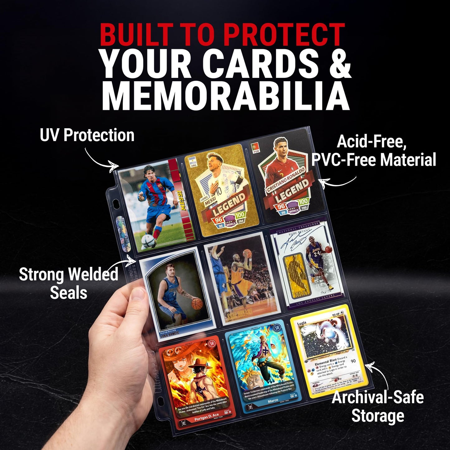 Ultra Pro Card Pages for Binders - 9 Pocket Trading Card Binder Pages - Silver Series for Trading Cards & Collectibles - Archival Safe, UV Protection