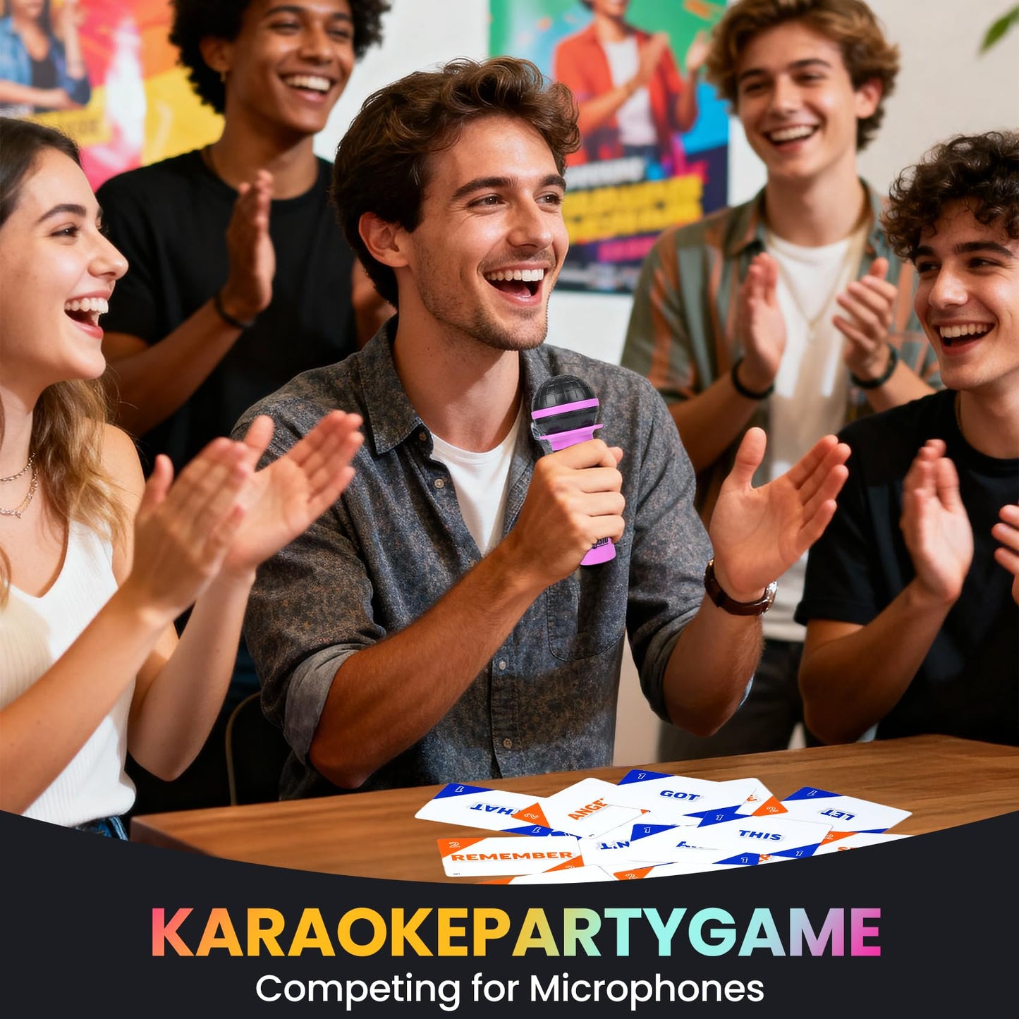 Aigomc Mic misheard Music Trivia Card Game, Grab Karaoke Party Game for 2-10 Players, Music Card with 250 Lyrics (125 Cards) for Hilarious Nights