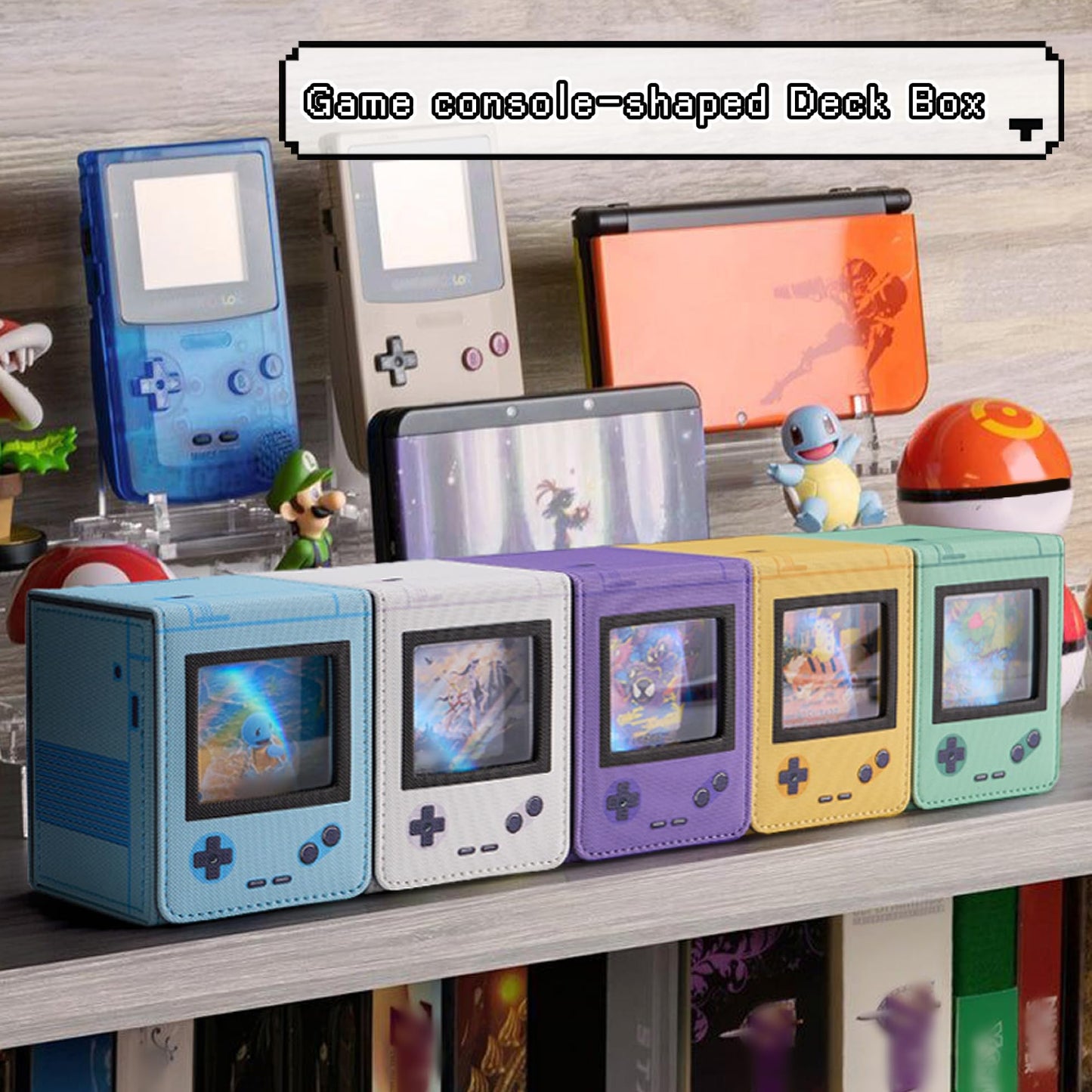 Retro Gaming Console Appearance MTG Deck Box with Commander Display, Card Deck Case Fit 120 Single Sleeved Cards, PU Leather Magnetic Card Storage Box