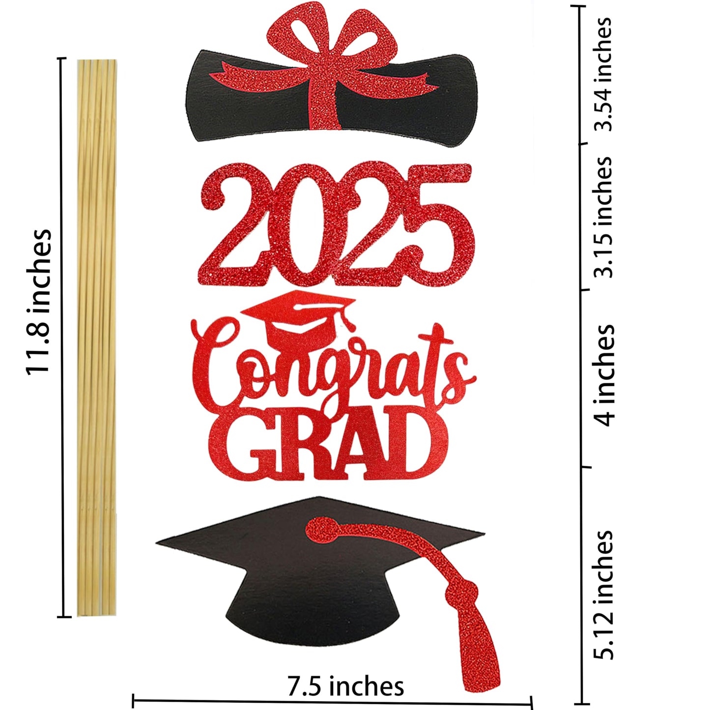 YuBoBo Graduation Decorations Class Of 2025 Table Vase Toppers Deco. 16 PCS Party Deco Supplies Photo Props Kits Big Sticker Party Centerpieces Favor
