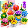 QiqoPoyee Succulents Flowers Building Set 12 Pack Botanical