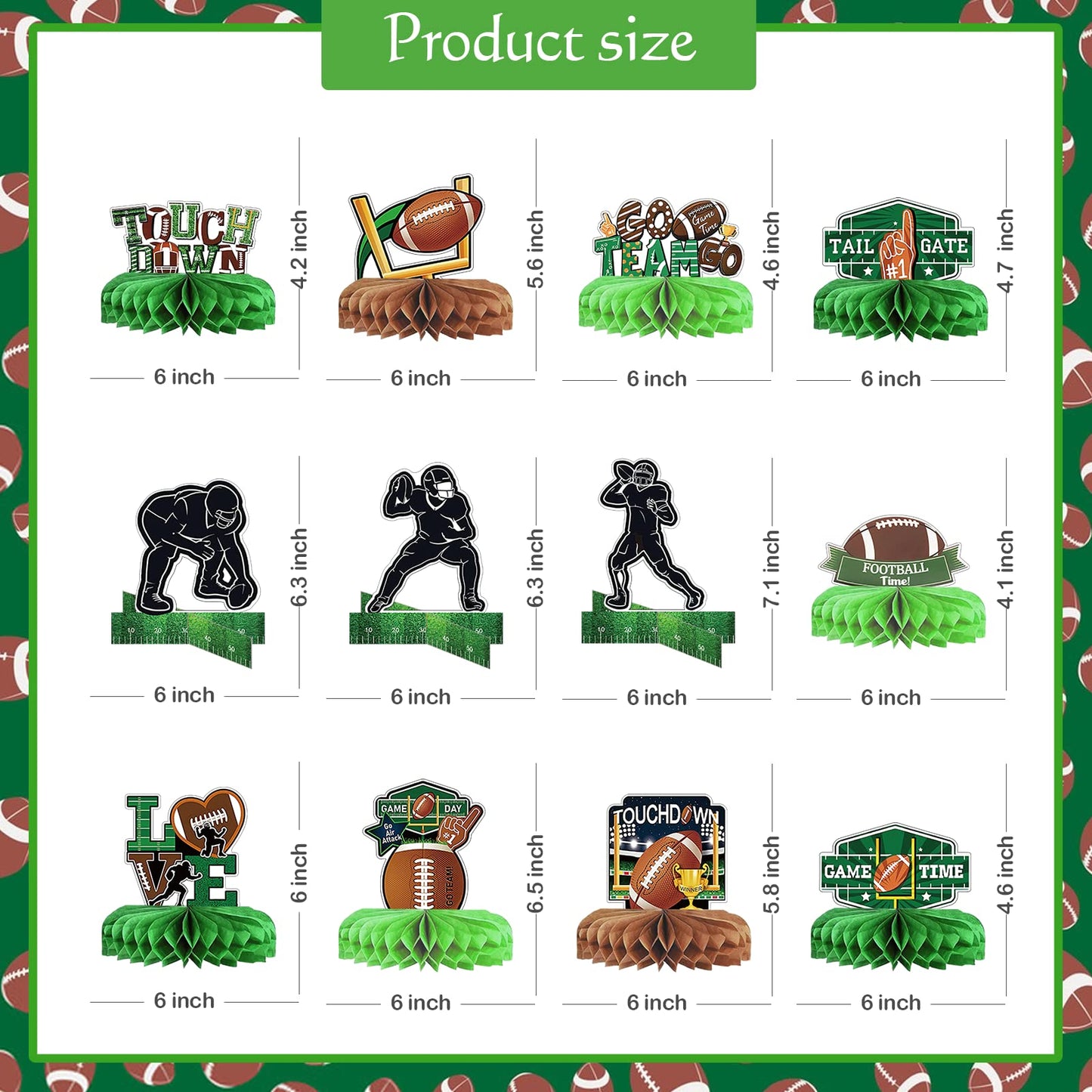 MZ.ogm 12PCS Football Party Decorations: Football Table Centerpiece Ball Honeycomb Centerpieces Table Toppers Sports Party Decor Sport Birthday