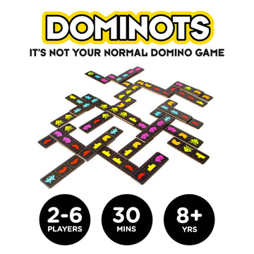 AQUARIUS Space Invaders Dominots Tile Game - Space Invader Themed Tile Game - Family Fun for Kids & Adults - Officially Licensed Space Invaders