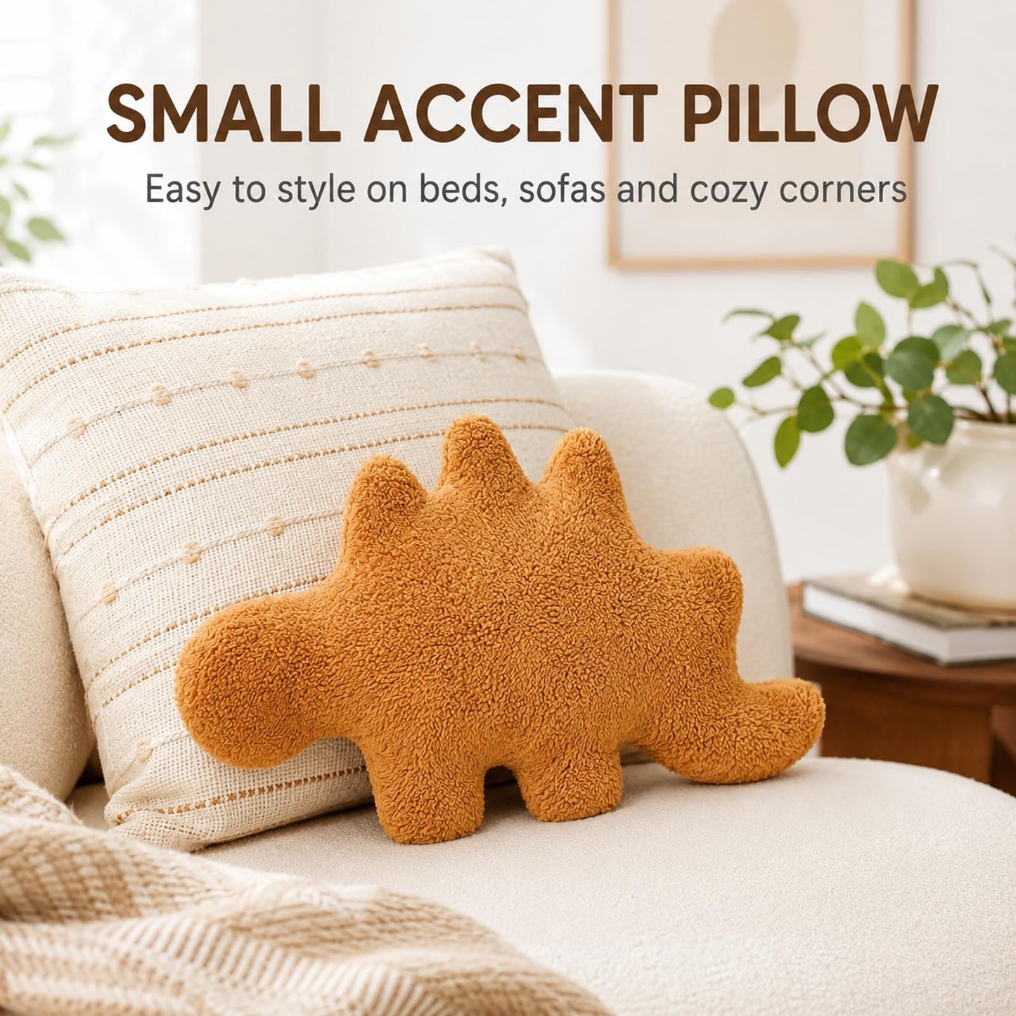 NXCHIZS Dino Nugget Pillow Plush, Funny Chicken Nugget Plushie Birthday Gift, Dino Decorative Throw Pillow for Kids Room Decor, Dinosaur Stuffed