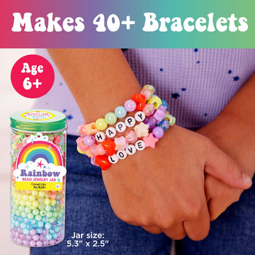 Creativity for Kids Rainbow Bead Jar Jewelry Making Kit: Makes 40+ Friendship Bracelets, DIY Crafts for Girls, Great Summer Activities for Kids (Ages