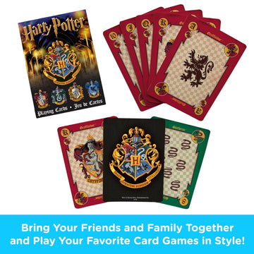 Aquarius Harry Potter Crests Playing Cards - Officially Licensed Card Deck for Kids, Teens & Adults Ages 6+, Poker Size, 1+ Players - Gift for Fans