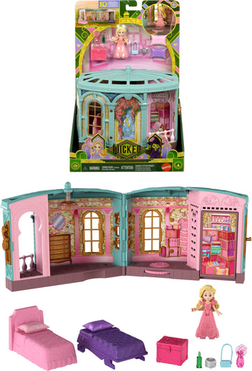 Mattel Universal Pictures’ Wicked So Popular Dorm Small Doll Playset with 3 Play Spaces & 9 Accessories, Inspired by the Movie