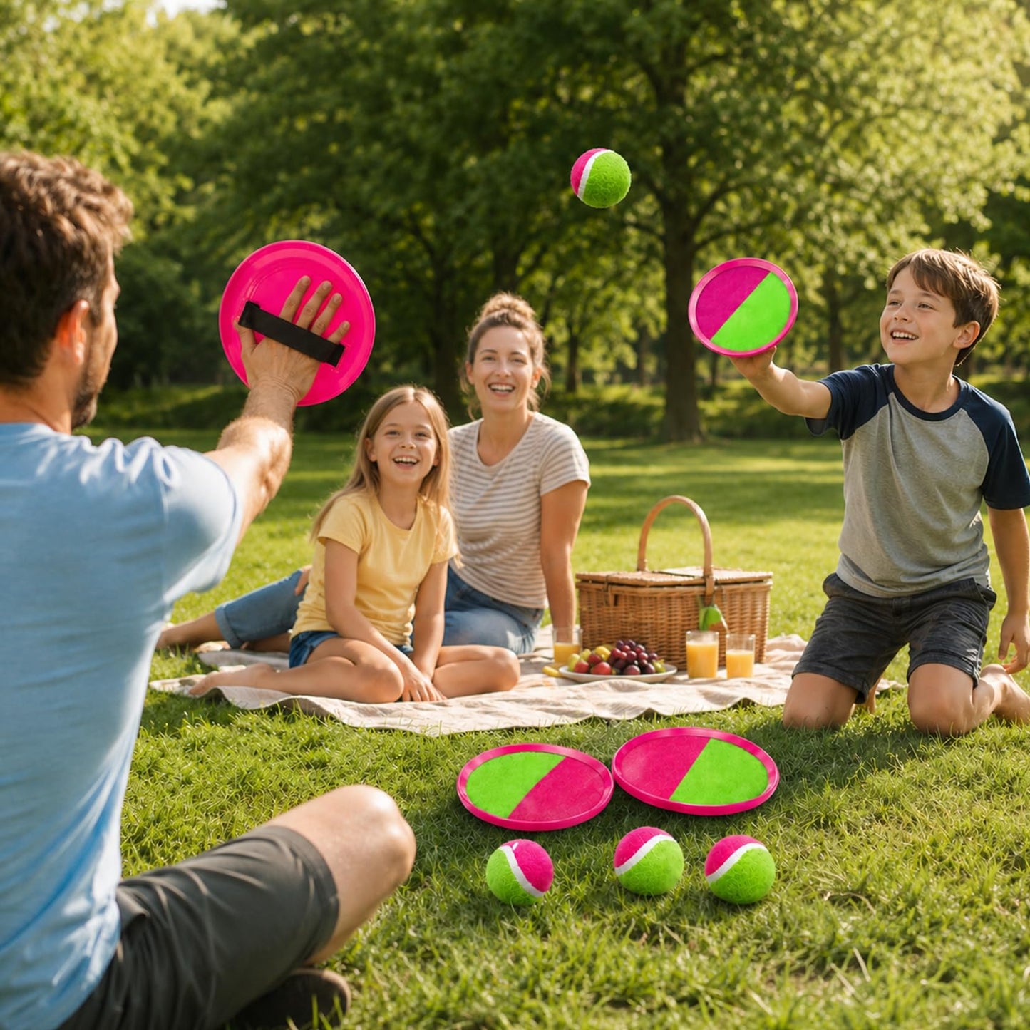 Toss and Catch Ball Set Boys Toys Outdoor Toys Yard Games Outside Games Beach Toys for Kids Ball and Catch Game with 4 Paddles and 4 Balls