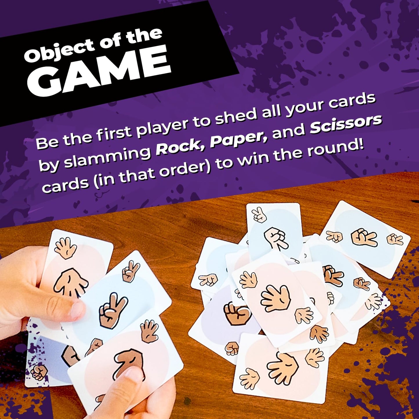 Throw Hands Rock Paper Scissors Card Game - The Absurdly Fast and Chaotic Party Game for 2 to 8 Players - 60 Second Game for Friends, Families,