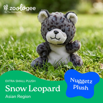The Petting Zoo Snow Leopard Stuffed Animal Plushie, Gifts for Kids, Nuggetz Wildlife Animals, Leopard Plush Toy, 6 inches
