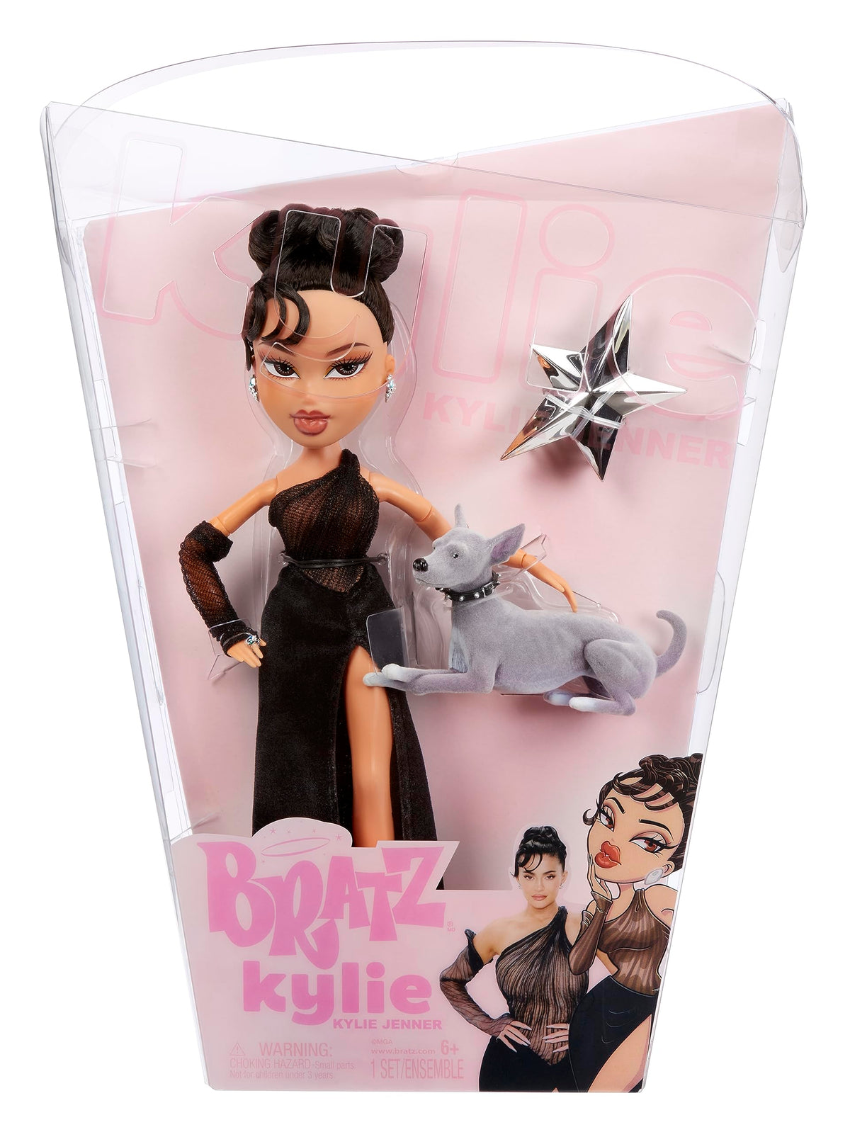 Bratz x Kylie Jenner Night Fashion Doll with Evening Gown, Pet Dog, and Poster