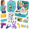 TEUVO Pet Care Play Set Doctor Kit for Kids, 16 Pcs Doctor Pretend Play Vet Dog Grooming Toys Puppy Dog Carrier Feeding Dog Backpack Gifts for Girls