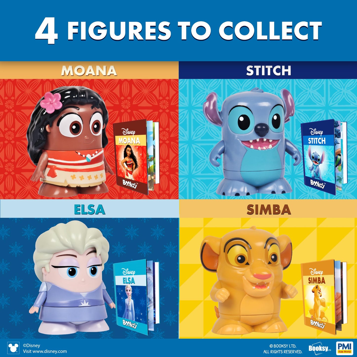 P.M.I. Disney Stitch & Moana Collectible Figures with Hidden Storybooks - 2-Pack Toys for Girls Boys Ages 3-8, Officially Licensed by Disney