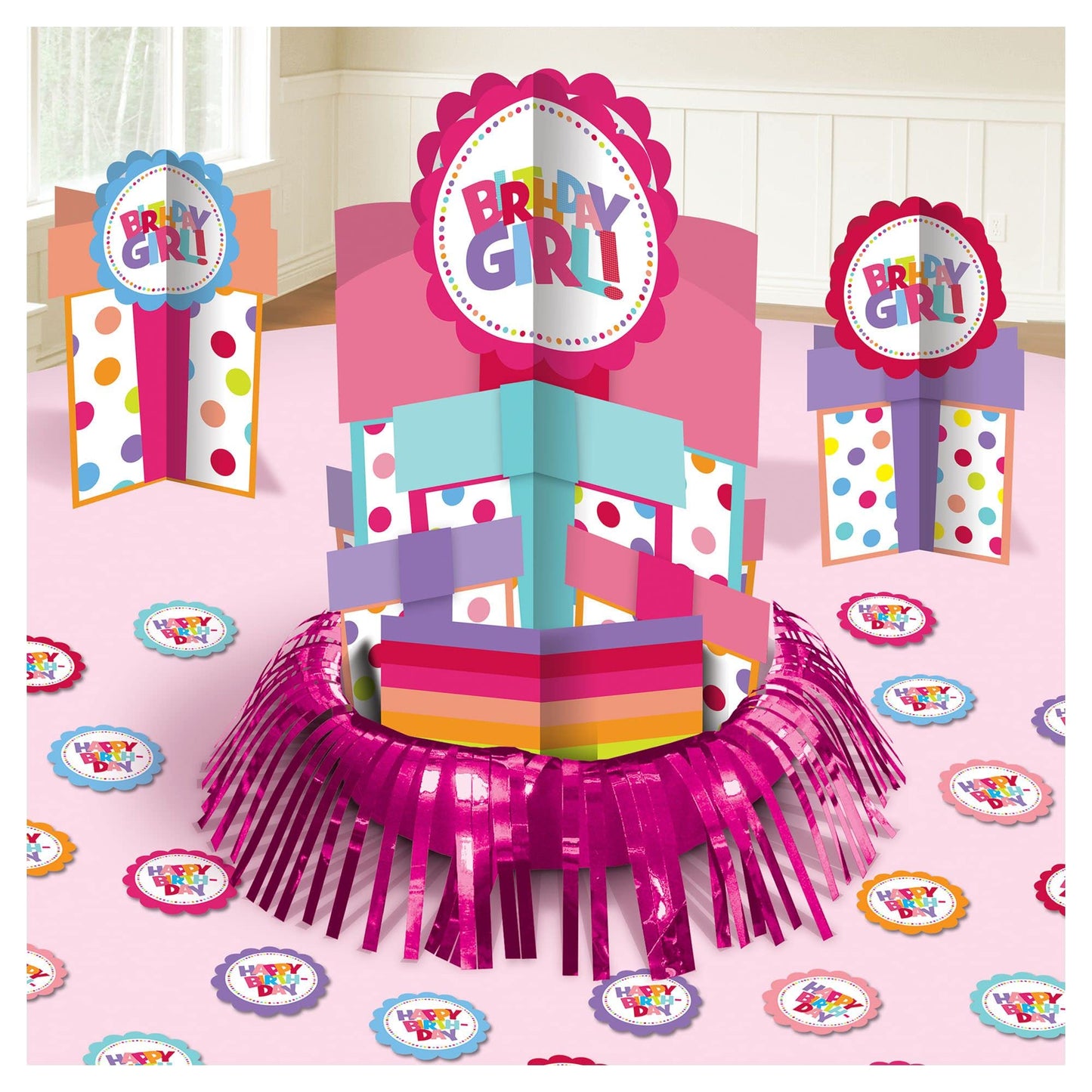 Happy Birthday Girl Table Decorating Kit, 1 Pack