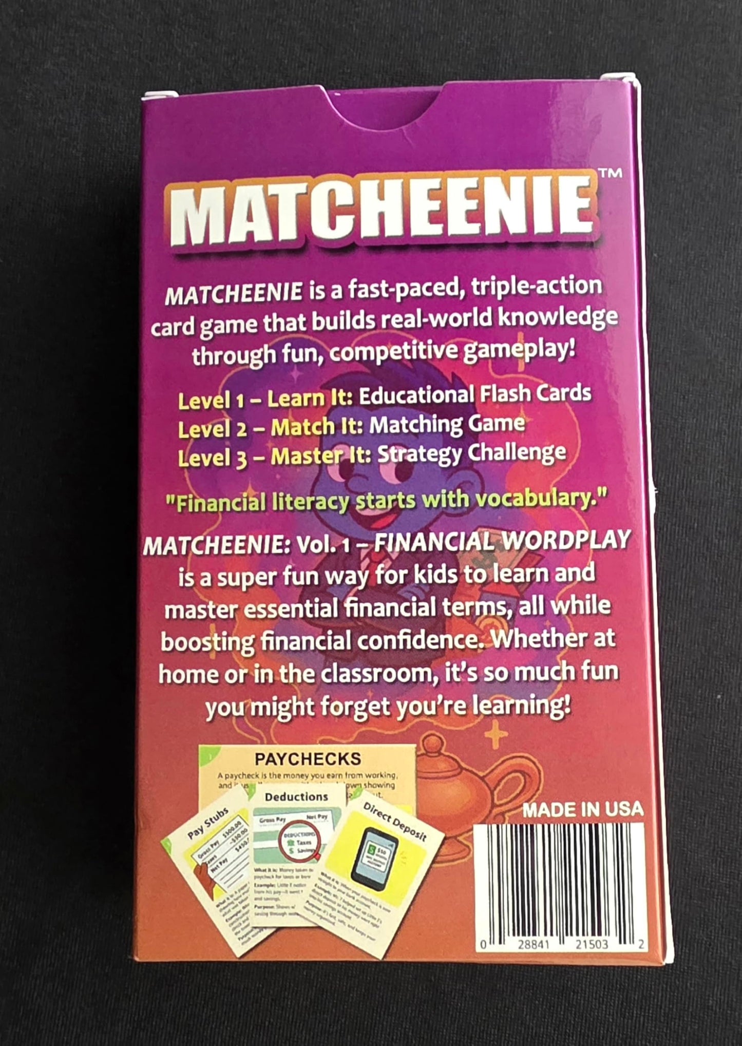 Matcheenie Financial Literacy Card Game - Flash Cards + Matching + Strategy Game - Learn Real-Life Money Skills Through Play - Ages 5+ - Family