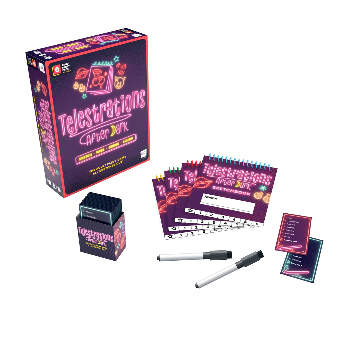 Telestrations: After Dark 6 Player 2nd Edition Board Game, Adults-Only Laugh Out Loud Must Have Party Game, Sketch What You Read & Guess What You Saw