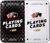Mattel Games Wild Twists Playing Cards by UNO Brand, 2 Sets of Standard 52-Card Deck Plus 8 Special Wild Cards in Storage Tin