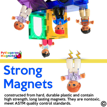 Magnetic Figures Set of 4-Toddlers Community Action Toy People, Magnetic Tiles Expansion Pack for Boys and Girls - Educational Stem Toys Add on Sets