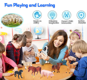 KECIABO Animal Figurines, Big Animal Toys, 8 Pcs Farm Animals Figurines Toys, Realistic Plastic Animals Playset, Educational Learning Toy Set for Kids
