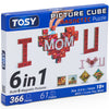 TOSY Picture Cube I Love You Mom: 6-in-1 Magnetic Picture Puzzle, 61 Blocks, 366 Puzzle Faces, 0.6in, B031, Seamless UV Art, Display-Ready Frame