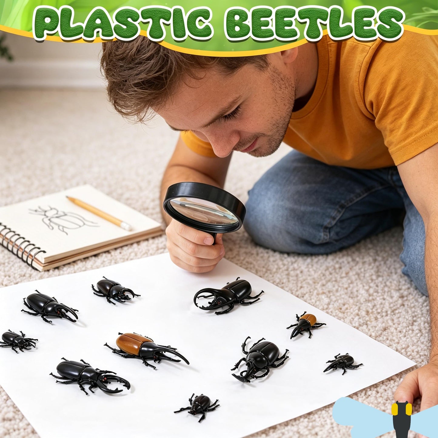 Bbiamsleep 10 Pcs Beetle Figurine Plastic Beetles Models Plastic Bugs Garden Animal Cake Topper