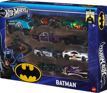 Hot Wheels Toy Cars, 10-Pack of Batman-Themed 1:64 Scale Die-Cast Vehicles, Popular Hero, Sidekick & Villain Castings from The Global Franchise