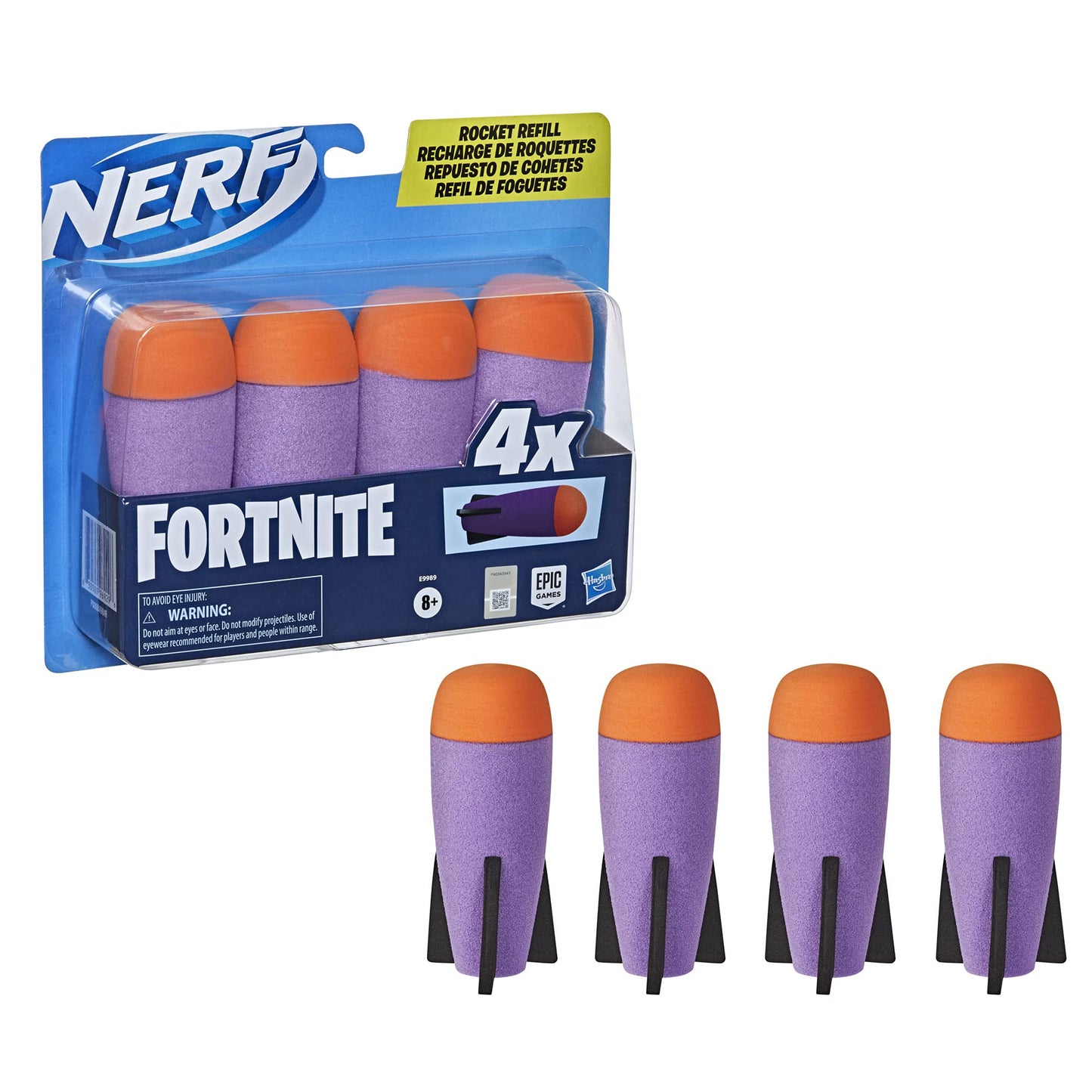 Nerf Fortnite Rocket Refill - Includes 4 Official Foam Rockets - Compatible Fortnite Rocket-Firing Blasters