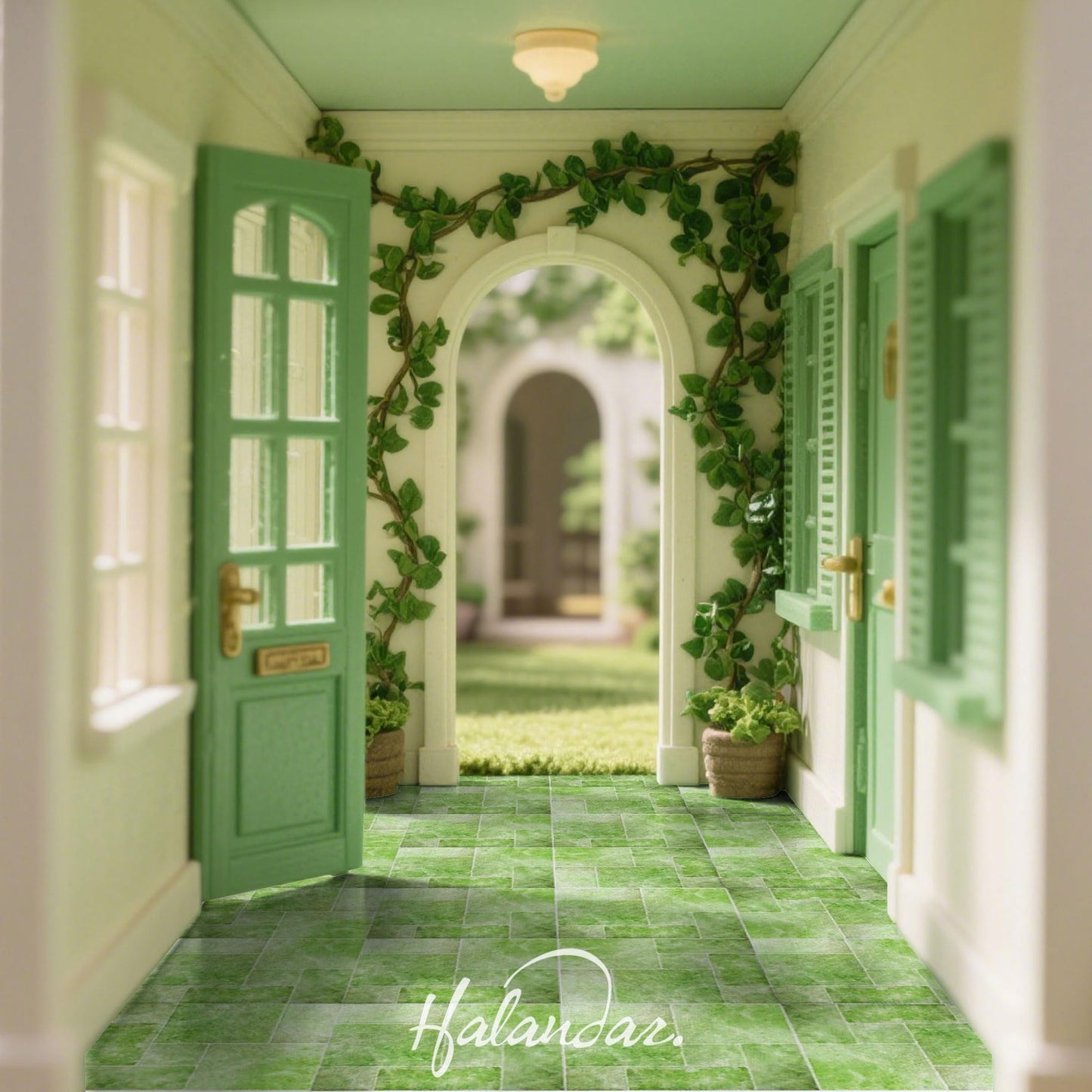 Halandar Dollhouse Flooring Tiles on 1/12 1/6 Scale Miniature Decor Accessories 32pcs Double-Sided