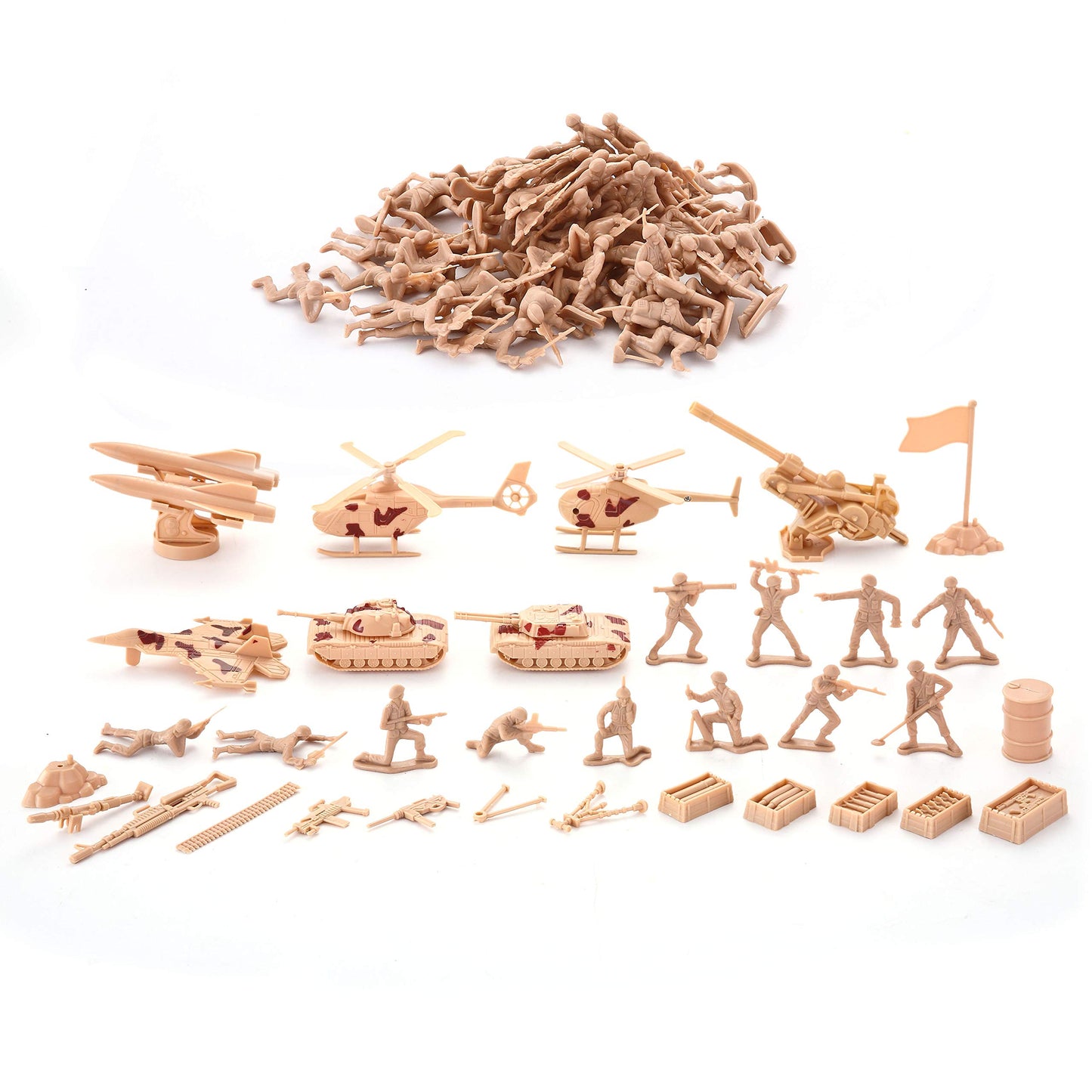 JOYIN 164 Piece Military Soldier Playset Army Men Play Bucket Army Action Figures Battle Group Deluxe Military Playset, Aircrafts, Helicopters, Tanks