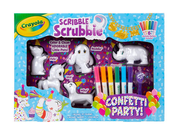 Crayola Scribble Scrubbie Toy Pet Playset, Confetti Party Pack, Coloring Toy for Kids, Gift for Ages 3, 4, 5, 6, 7