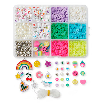 Claire’s DIY Bracelet Kit - 895-Piece Jewelry Making Supplies Set| Clay Heishi Beads, Alphabet, Charms, String| Friendship Bracelet Kit for Girls|