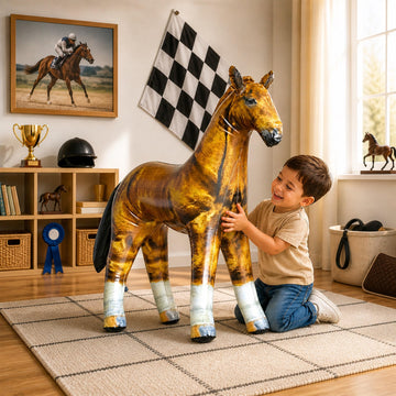 Jet Creations 38" L, Inflatable Horse Toys, Golden Brown Blow-Up Horse Toy Figure for Decoration or Play, Livestock Theme Party, Birthday, VBS, Photo