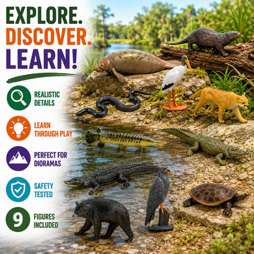 Safari Ltd. Everglades TOOB - 11 Mini Figurines: Manatee, Alligator, Turtle & More - Educational Toy Set for Boys, Girls & Kids Ages 3+
