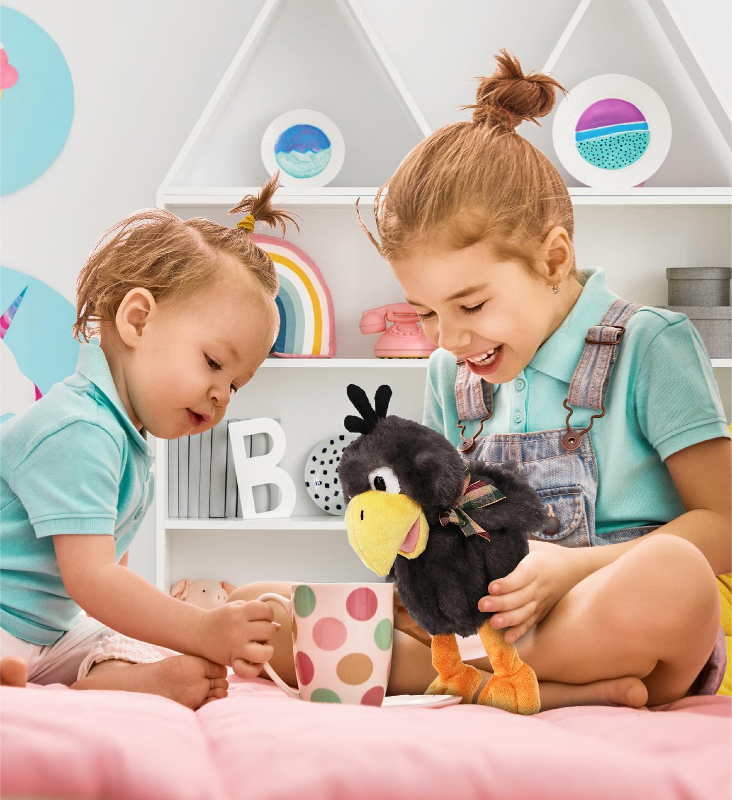 DolliBu Sitting Crow Plush - Super Soft Stuffed Animal Bird for Boys and Girls, Cute Wildlife black bird Crow Toy, Adorable Crow Stuffed Animal Gift