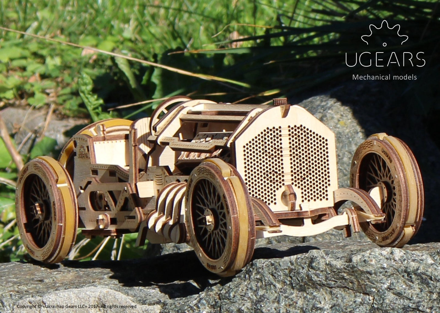 UGears Mechanical Models 3-D Wooden Puzzle - Mechanical U-9 Grand Prix Car Idea