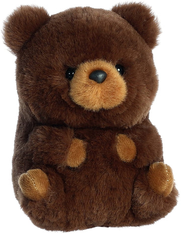 Aurora® Round Rolly Pet™ Brambles Brown Bear™ Stuffed Animal - Adorable Companions - On-The-Go Fun - Brown 5 Inches