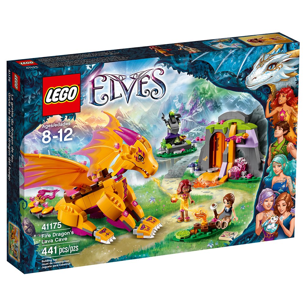 LEGO Elves Fire Dragon's Lava Cave 41175 Creative Play Toy for 8- to 12-Year-Olds