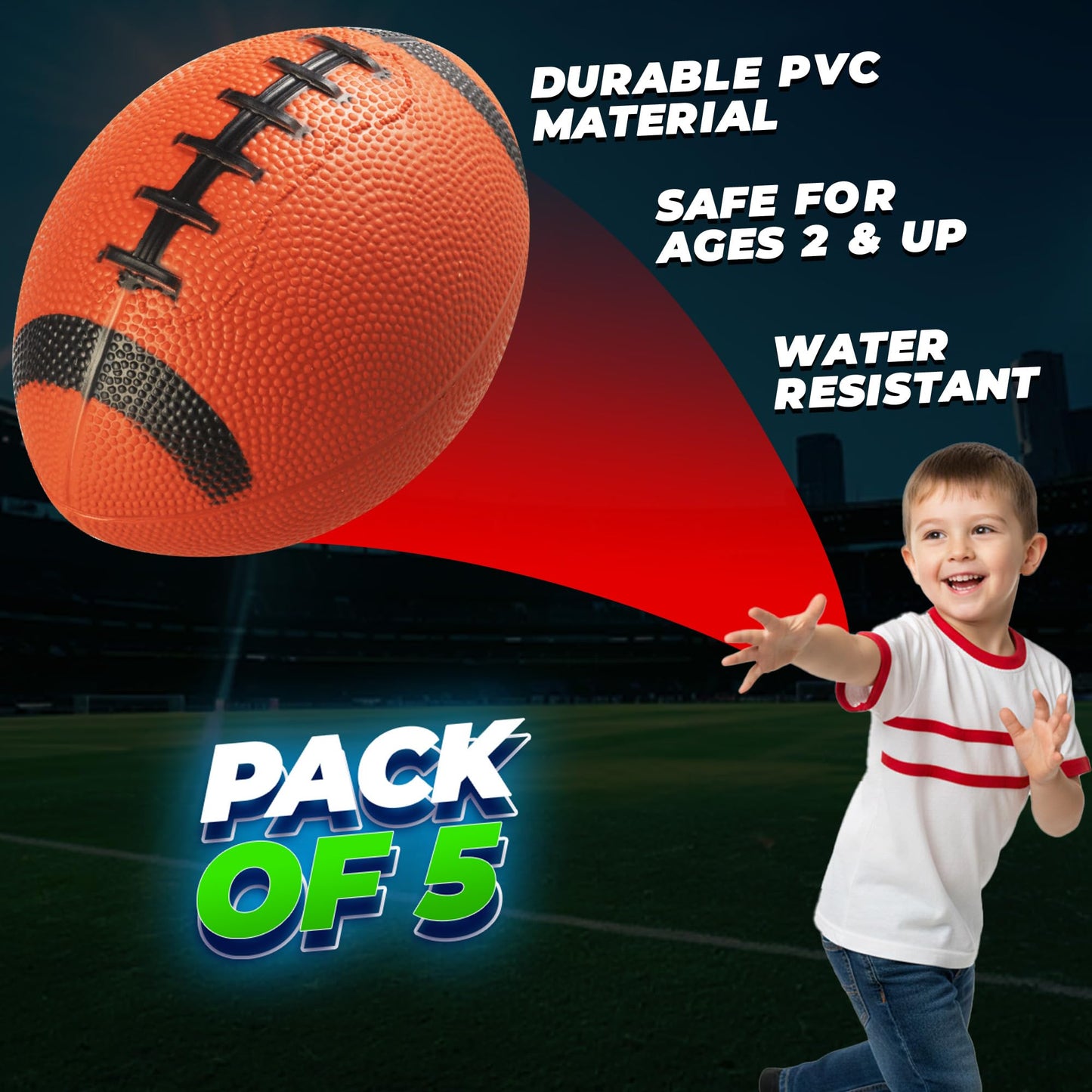 6-Inch Mini Inflatable Footballs for Kids and Toddlers w/ Pump (Pack of 5)