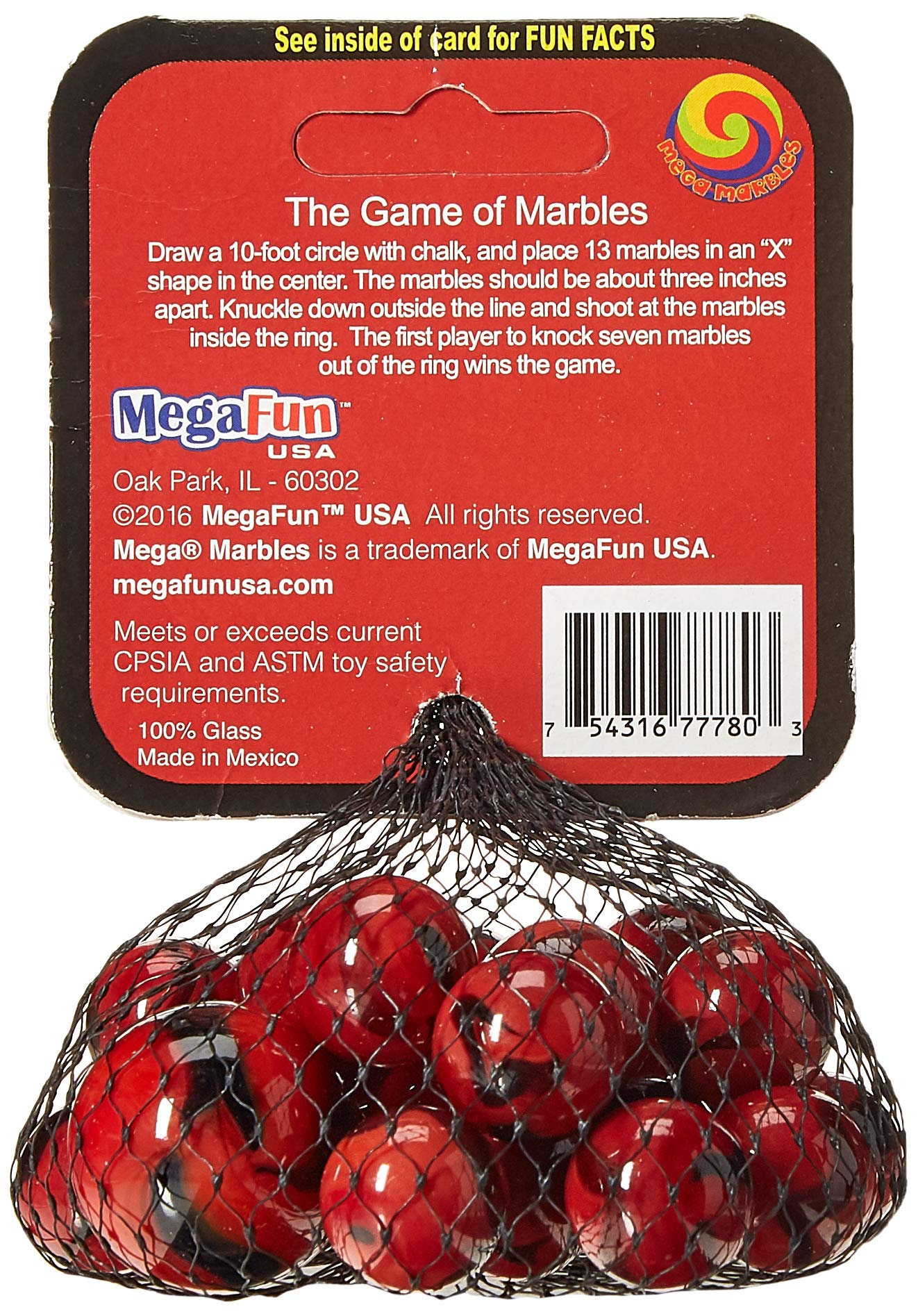 Glass Mega Marbles Ladybug Game Net Set (25 Piece)
