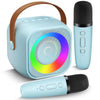 Mini Karaoke Machine, Portable Bluetooth Speaker with 2 Wireless Microphones for Kids & Adults, Karaoke Microphone with LED Lights, Gifts for Girls &