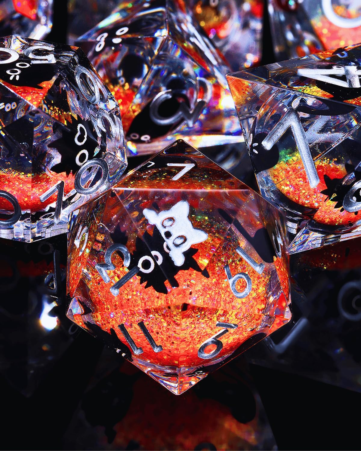 Froggod Single Liquid Core Cat D20 Dice - 22mm Sharp Edge Role Playing Dice for DND, RPG, Tabletop Games - 20 Sided Resin D&D Dice, Cathead