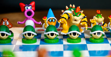 Super Mario Chess Set, 32 Custom Sculpt Game Pieces Including Iconic Characters: Mario, Luigi, Peach, Toad, Bowser, Super Mario Themed Chess Game