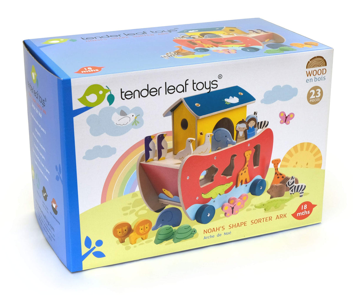 Tender Leaf Toys - Wooden Noah’s Ark Animal Shape Sorter Toy - Encourages Imaginative Play, Improves Recognition and Problem Solving Skills - 3 Years