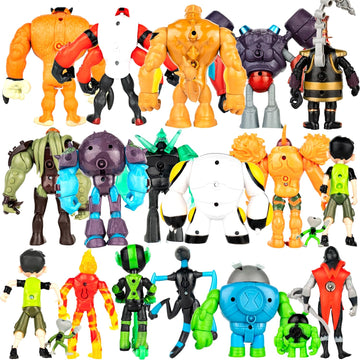 MUKSSE Big Set 20 pcs Omnitrix Action Figures Toys, Exclusive Collection Toys, Anime Character Figurines with Cake Toppers, Alien Hero Themed Party