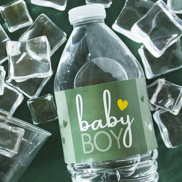 Green It's a Boy Baby Shower Water Bottle Labels, 20 Count