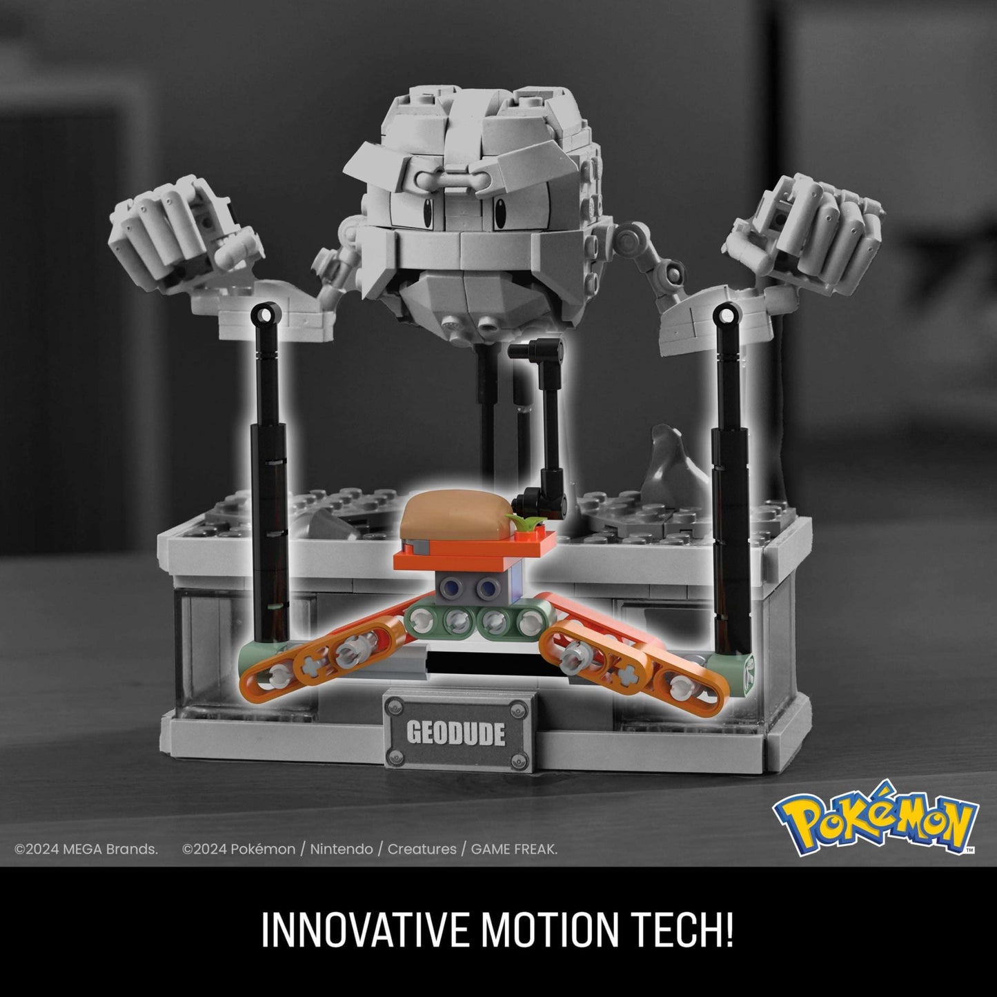MEGA Pokémon Building Toys Set, Mini Motion Geodude with 355 Pieces, 5 Inches Tall, Moving Arms and Mouth, Adult Collectible