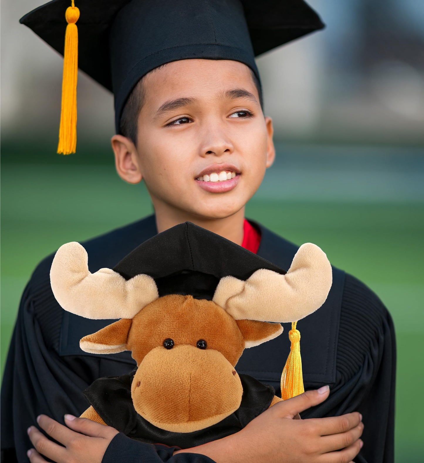 DolliBu Moose Graduation Plush Toy - Soft Huggable Graduation Stuffed Animal Dress Up with Gown and Cap with Tassel Outfit with Personalization - 6