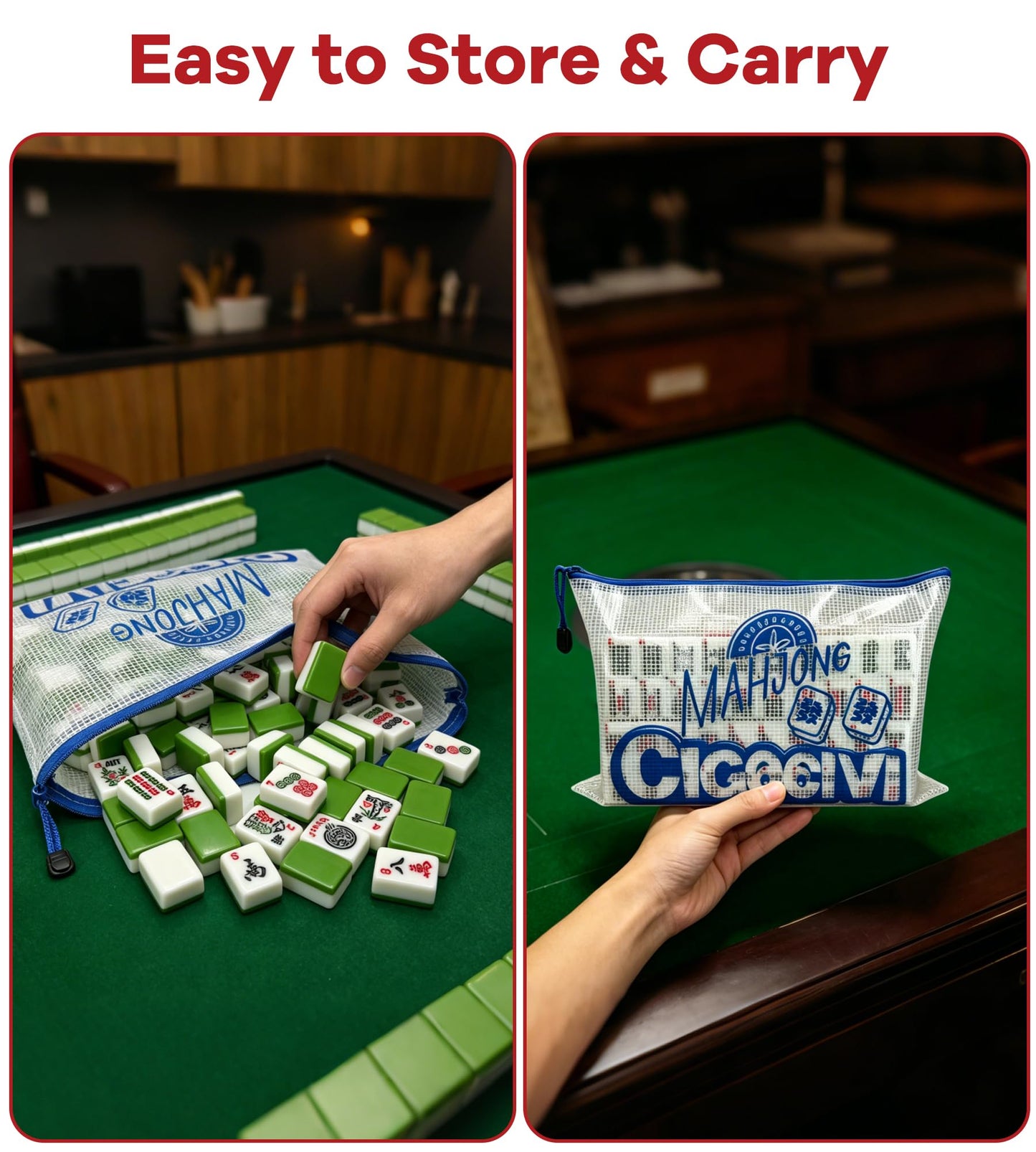 CIGOCIVI 166 American Mahjong Tiles Only with Portable Bag & 3 Dice, 1.2" Mahjong Set for Party, Gift for Friends or Family (Blue)