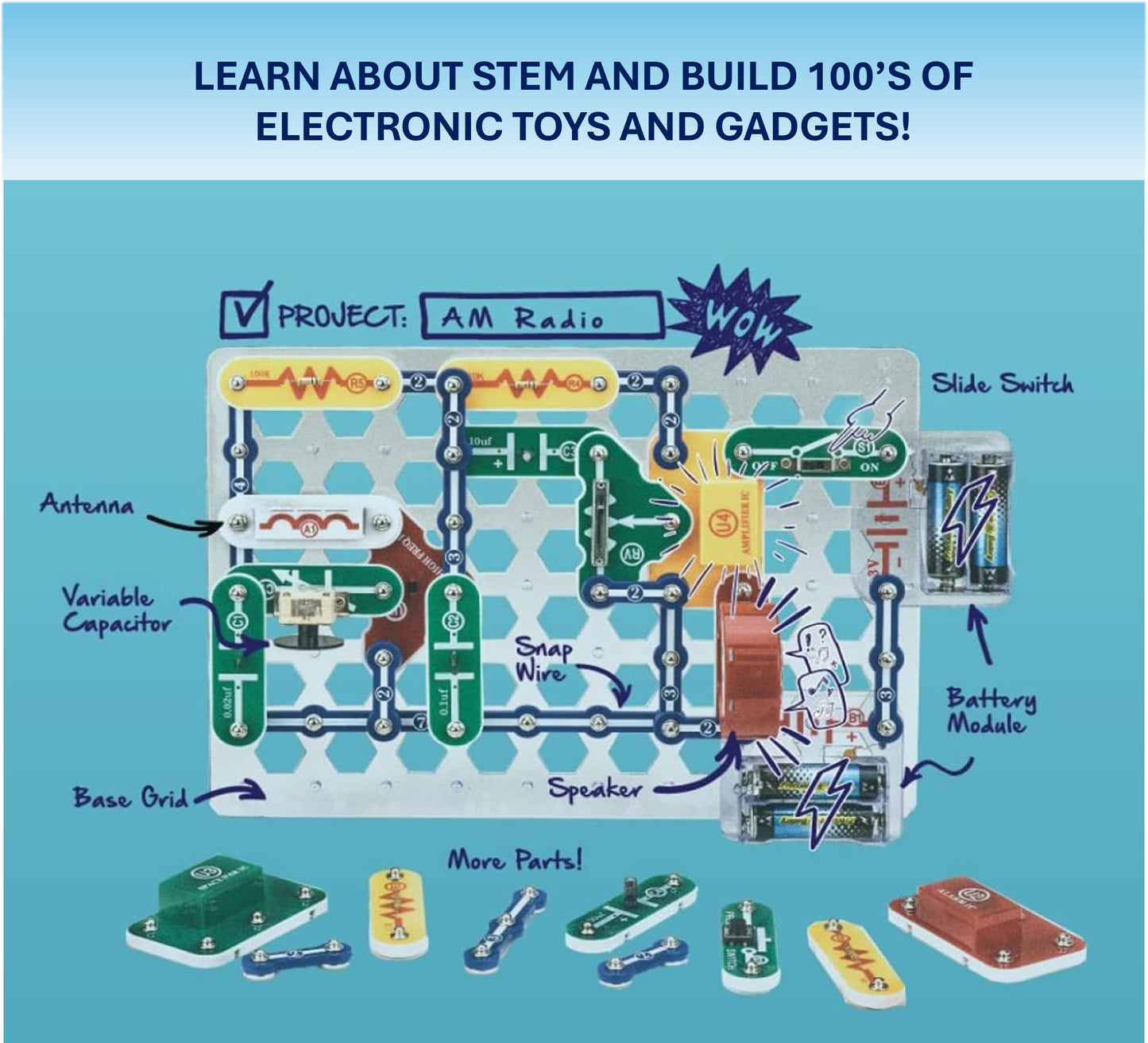 Snap Circuits Classic SC-300 Electronics Exploration Kit | Over 300 Projects | Full Color Manual Parts | STEM Educational Toy for Kids 8+ 2.3 x 13.6 x