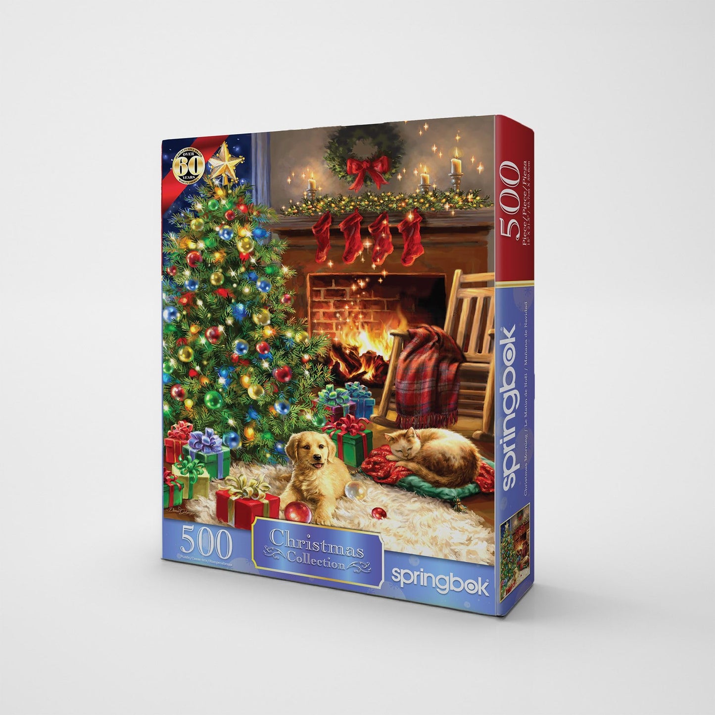 Springbok Christmas Morning 500 Piece Jigsaw Puzzle for Adults - Cozy Holiday Scene with Fireplace, Gifts & Festive Cheer